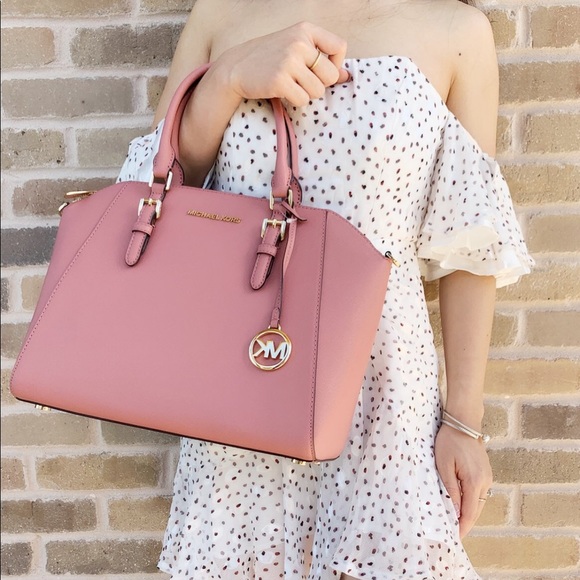 👜💕Michael Kors Large Top Zip Satchel Rose Pink - Picture 3 of 8